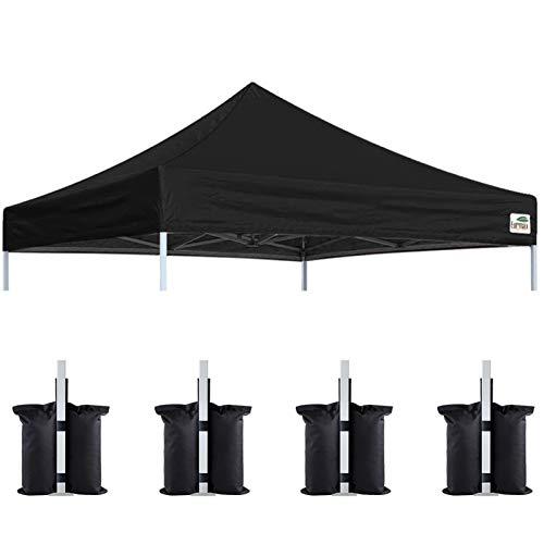 Eurmax USA New 10x10 Pop Up Canopy Replacement Canopy Tent Top Cover, Instant Canopy Top Cover ONLY, Choose 30 Colors,Bonus 4PC Pack Weight Bag (Black)