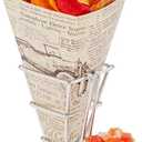 Restaurantware-10-Inch Eco-Friendly Finger Food Cones with Built-in Condiment Dipping Pocket: Perfect for Appetizers - Food-Safe Paper Cone with Newsprint Styling - Disposable - 100-CT