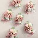 Ling's moment 6pcs Wedding Wrist Corsage Artificial Flowers, Girl/Mother Homecoming Prom Corsages Wristlet Décor, etc. Dusty Rose Pink