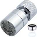 Faucet Aerator 360 Swivel Kitchen Sink Aerator, Dual-function 2-Flow Female 55/64 in-27UNS Chrome Solid Brass Faucet Sprayer Attachment with 15/16 in Male Threaded Adapter for Bathroom Sink Filter