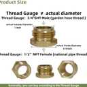 4 PCS Commonly Used Brass Garden Hose Connectors Set, 1/2" NPT To Garden Hose Adapter, 3/4" GHT To 1/2" NPT, Garden Hose To Shower Adapter, Female To Female Hose Adapter, GHT to NPT Adapter