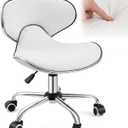 Geelin Pedicure Chair for Nail Tech, Ergonomic Back Support Rolling Stool, Adjustable Hydraulic Salon Spa Stool with Wheels, Swivel PU Leather Nail Tech Chair for Pedicure Tattoo Massage (White)
