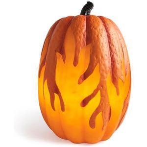 Halloween LED Pumpkin Lights Battery Operated Flame Pumpkin Decoration Outdoor 3D Lighted Pumpkins Jack-O-Lantern Fall Pumpkins Resin Light Up Pumpki Figurine for Garden Decor (1, L-9.84*5.91inch)