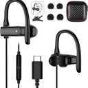 USB C Headphones Wired Earbuds for Apple/Android Anti Drop Over Ear Earhook Gym Sport Running Type C Earphones for iPhone 17 17e Air 16 15 16e for Samsung/Galaxy S26 S25 S24 for Google/Pixel 10 Black