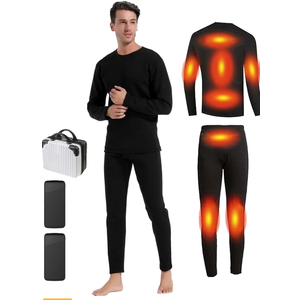 Windpost Heated Thermals Underwear Set for Men 8 Heating Zones Heated Pants and Shirt with 2 * 10000mAh Battery,XL
