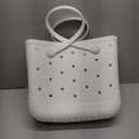 CXY Rubber Beach Bag, Waterproof Travel Tote bag for Women Outdoor Summer Beach Tote Washable Bag Open Handbag for Daily (Medium, 04 White)