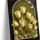 Vintage Yellow Tulip Floral Canvas Wall Art Retro Moody Flower Wall Decor, 24"L x 16"W