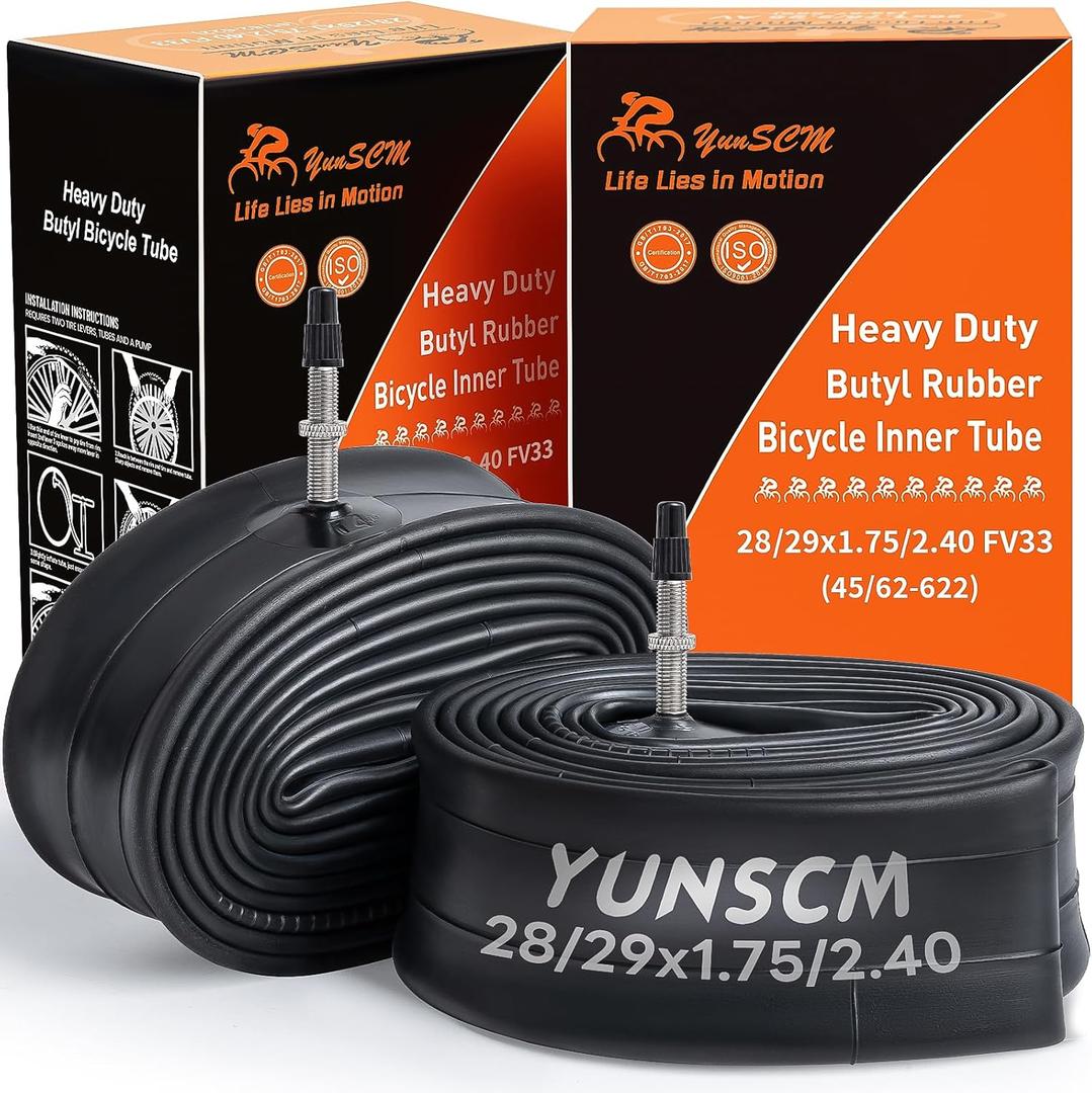 2-PCS 28"/29" Heavy Duty Bike Tubes 28/29x1.75/2.4 FV33mm Presta Valve 45/62-622 Bicycle Tubes Compatible with 28/29x1.75/1.95/2.0/2.10/2.125/2.20/2.25/2.30/2.35/2.40 Bike Tire Tubes