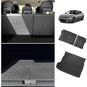 BestEvMod for EV6 Cargo Liner All Weather Trunk & Second Row Seats Back Cover XPE Material Waterproof Cargo Mat Compatible with 2022-2024 Kia EV6 Accessories (Trunk Mat+Seats Back Cover)