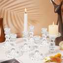 Maxcheck Set of 6 Candlestick Holders Taper Glass Candle Holder Decorative Candle Stand for Wedding Party Table Centerpiece Anniversary Festival Home Decor(Clear)