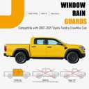 in-Channel Window Rain Guards Deflectors Fit for 2007-2021 Toyota Tundra CrewMax Cab Truck Window Visor Vent Visors Wind Deflector Accessories 4Pcs