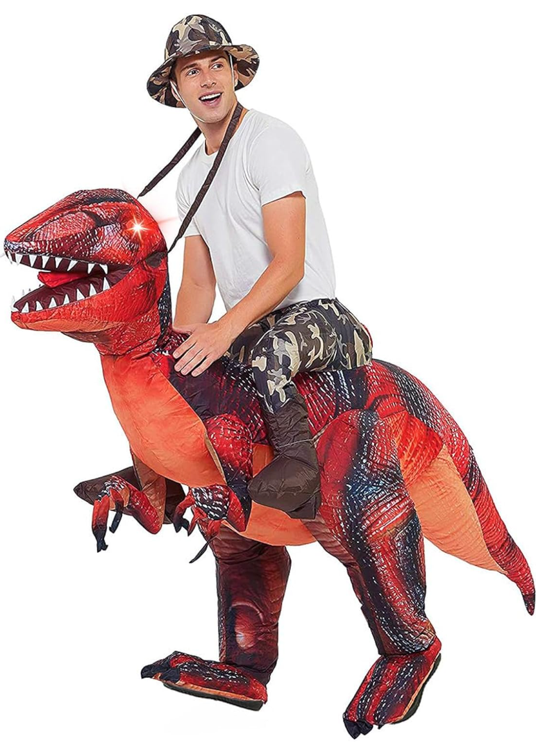 GOOSH Inflatable Dinosaur Costume for Adult Halloween Costume Women Man Funny Blow up Costume for Halloween Party Cosplay 72"