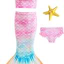 JkidINSP Little Girls 4pcs Swimsuit Bathing Suits Bikini Set with Princess Skirt for Kids Toddler Swimwear for 2-3 Years Pink