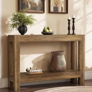 Tohomeor Farmhouse Console Table, 2-Tier Wood Sofa Table Behind Couch Narrow Entryway Accent Table for Entrance, Hallway, Living Room, Foyer, 11.81"D x 47.24"W x 31.5"H