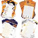 Halloween Party Games 129pcs Halloween Card Games for Adults/Teens Word Scramble Word Search Candy Trivia Card Games for Halloween Birthday Party Activity Classroom Ice Breaker