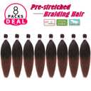 Dorsanee Ombre Brown Braiding Hair Pre Stretched 20 Inch 8 Packs Braiding Hair Extensions for Crochet Box Braids Twists Locs Hair Itch Free Soft Yaki Texture Hot Water Setting (20inch,#1B/30)