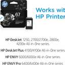 HP 67 Black Ink Cartridge | Works with DeskJet 1255, 2700, 4100 and Envy 6000, 6400 Series, Eligible for Instant Ink, 3YM56AN | Packaging May Vary