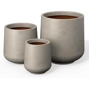 Kante Premium Concrete Planter Set, 3 Sizes Modern Indoor Outdoor Plant Pots for Home Patio Garden Decor