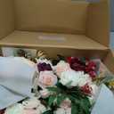 Ling's moment Wedding Artificial Flowers Package, Bridal Bouquet, Bridesmaid Bouquets, Boutonniere for Men, Rose Petals.Burgundy Blush