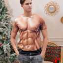 Goodstoworld Unisex 3D Fake Abs T Shirts Shredded Chest Printed Short Sleeve Costume Novelty Tees Shirt (XL)