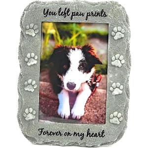 Pet Memorial Picture Frame Keepsake for Dog or Cat, Perfect Loss of Pet Gift for Remembrance and Healing (Grey)