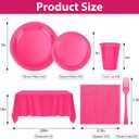 Hot Pink Plastic Plates for Party,50 Guest Disposable Plastic Plate Set 9" Plates,7" Dessert Plate,Napkins,Cups,Forks & Tablecloth for Girls Women,Summer Party,Birthday