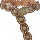 INOGIH Womens Wide Western Cowboy Disc Belt Vintage Cowgirl Concho Leather Belts Boho Style for Jeans Dress Skirt