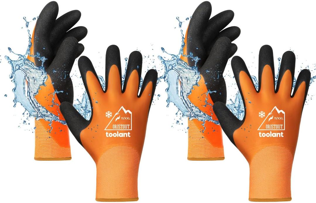 Waterproof Winter Work Gloves for Men and Women, Touchscreen, Freezer Gloves, Thermal Insulated, for Cold Weather (Medium, Orange)