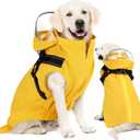 Lukovee Dog Raincoat - Waterproof Rain Jacket with Harness & Removable Hood, Reflective Double Layer Dog Rain Coat Poncho (Y,L)