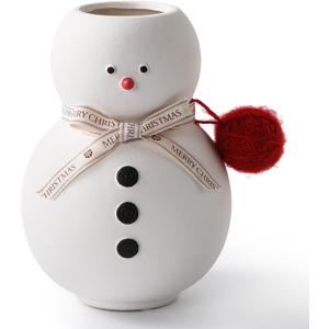 Ceramic Christmas Vase, Snowman Decor vases, Xmas Home Decor, Christmas Decorations Indoor Snowman Ornaments for Winter Holiday Farmhouse Mantle Centerpiece Decor