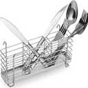 KESOL Sturdy 304 Stainless Steel Utensil Drying Rack Basket Holder with Hooks 3 Divided Compartments, Rust Proof, No Drilling (Small)