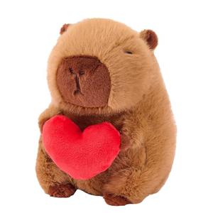 Karoeiwa Loving Capybara Plush with Holding Red Heart 9 inch Cute Capibara Stuffed Animal Soft Plushies Toys for Valentine's Day Romantic Anniversary Sweet Gifts for Kids Girlfriend Her Him Brown