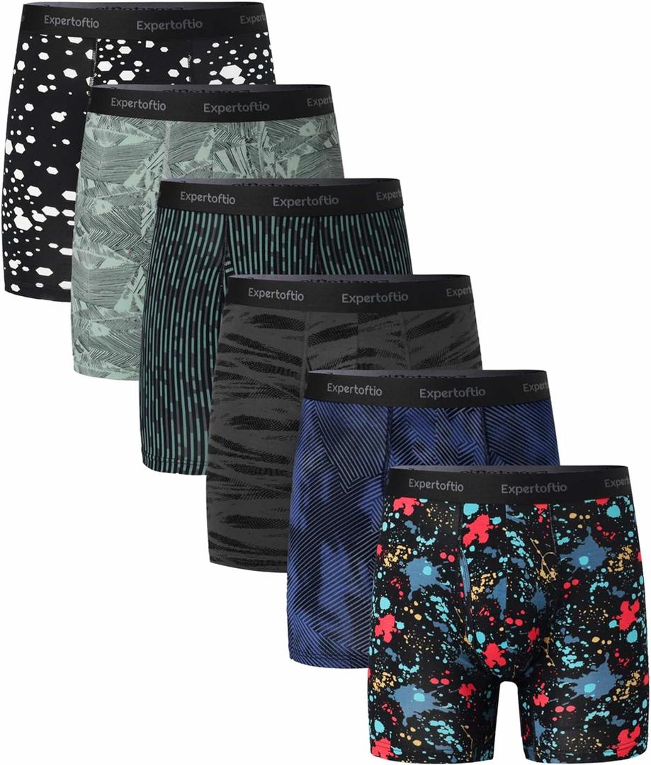 Men's Underwear Viscose from Bamboo Mens Boxer Briefs 6 Inch, Moisture Wicking Underwear for Men Pack, Open Fly (L)