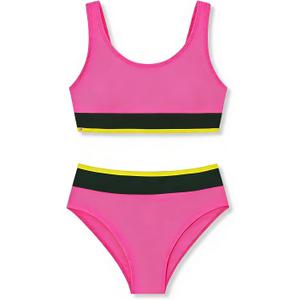 Girl Two Piece Swimsuits Adjustable Straps Bikini Sets with Chest Pad Size 9-16Y