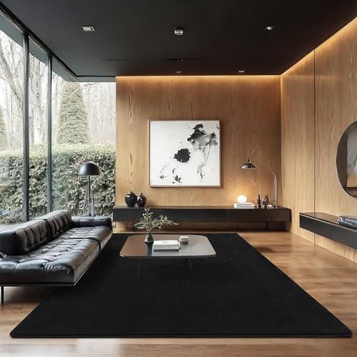 B BENRON Soft Rugs for Living Room 6x9 Black, Minimalist Area Rug for Bedroom Nursery Dining Table Dorm, Large Throw Rugs for Men Boys Girls Kids Room Indoor Floor Carpets