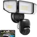 Floodlight Camera Outdoor, 55W 5500LM Motion Sensor Outdoor Lights Camera, 2K QHD Security Flood Light with Camera, 340 Pan & Tilt, Auto Tracking, Color Night Vision, 2-Way Audio, Cloud/SD Storage