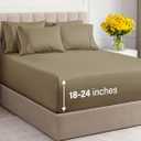 Extra Deep Queen Sheet Set - 6 Piece Breathable & Cooling Sheets - Hotel Luxury Bedding Set w/18-24 Inch Extra Deep Pockets - Easy & Secure Fit - Super Soft, Wrinkle Free & Comfy - Khaki, Queen Size
