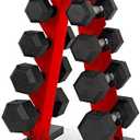 CAP Barbell Coated Hex Dumbbell Weight Set with Vertical Rack | Multiple Options, 4 Pieces, 2 Pairs of 20 and 5