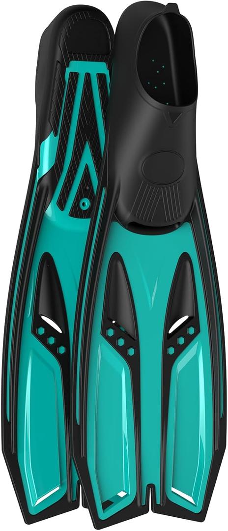 Greatever Snorkel Fins with Full Foot Pocket Durable Long Diving Fins Professional Snorkel Gear for Snorkeling Diving Freediving Adults Men Women (Medium, Green)