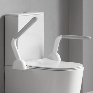 Toilet Safety Rails for Seniors, Super Heavy Duty Handicap Toilet Seat with Handles Over Toilet, Toilet Safety Frame with Arms for Elderly Disabled Pregnant (white and grey)