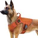 Rabbitgoo Tactical Dog Harness for Large, Heavy Duty Pet Harness with Handle, No-Pull Service Vest Large Breed, Adjustable Military Dog Vest for Training Hunting Walking, Orange, L