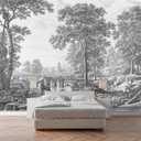 Vintage Forest Wallpaper Gray Trees Woodland Wall Mural Large Nature Landscapes Wall Decor for Living Room Bedroom Dining Room Office(Not Self-Adhesive) (149" x 96", 233)
