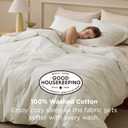 Bedsure 100% Washed Cotton Duvet Cover Full Size - Ivory Minimalist Bedding Set Linen Like - PureWoven Plain Simple & Soft Comforter Cover for All Seasons, 3 Pieces (Ivory, Full, 80"x90")
