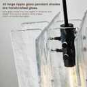 Modern Large 12 in Black Water Ripple Glass Kitchen Island Pendant Light Fixtures,Glass Island Pendant Lights,for Bedroom, Foyer, Entryway, and Dining Room, Bulbs Included