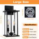 2-Pack Large Outdoor Wall Light, 16" Exterior Lighting Fixtures Wall Mount, 2-Light Waterproof Wall Sconce, Modern Black Outdoor Lamps for Patio, Entryway