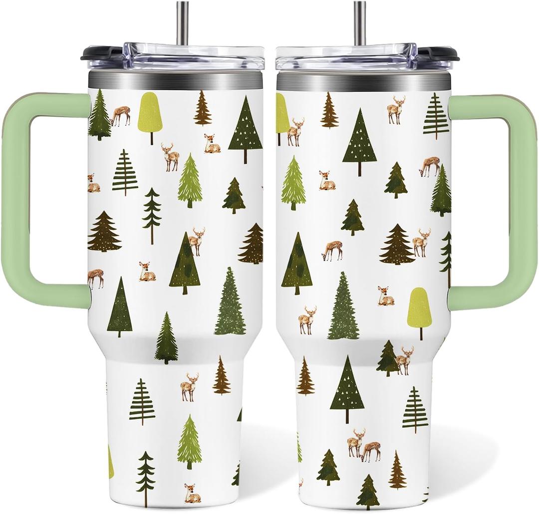 Plant Gardening Gifts For Women, Green Trees Deer Stainless Steel Tumbler 30 Oz, Birthday Christmas Graduation Deer Gifts For Women Mom Sister Best Friends, Travel Coffee Insulated Cup
