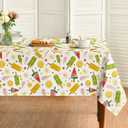 Horaldaily Summer Tablecloth 60120 Inch Rectangular, Tropical Popsicle Ice Cream Orange Sunshine Bamboo Washable Seasonal Table Cover for Party Picnic Dinner Decor