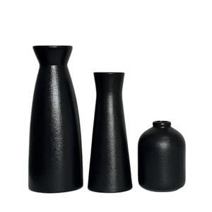 Veklray Black Ceramic Vase Set of 3,Modern Boho Flowers Vases for Home Decor,Farmhouse,Shelves,Entryway Table Decor,Bathroom,Livingroom Decoration Gifts Missing Vase