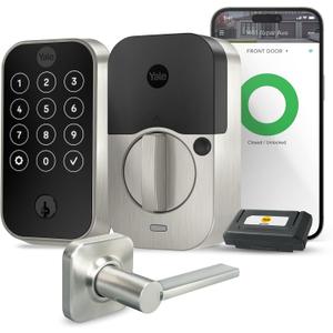 Yale Assure Lock 2 Touchscreen with Wi-Fi and Valdosta Lever in Satin Nickel