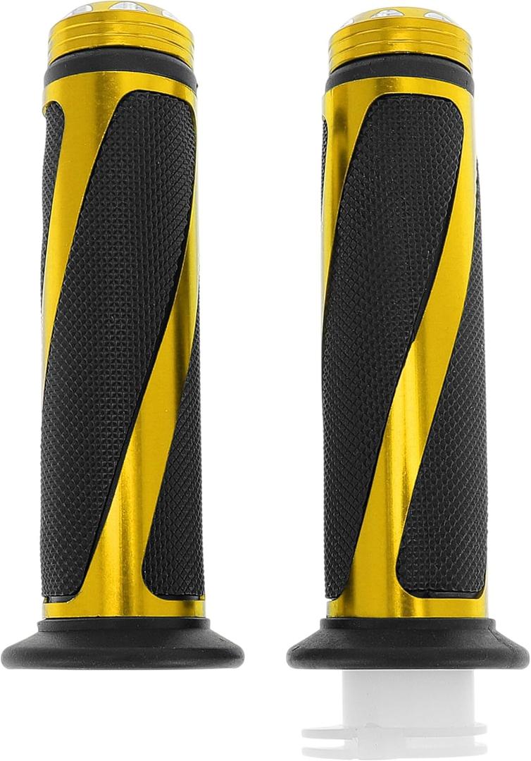 7/8" 22mm 15/16" 24mm Motorcycle Hand Grips Cover Kit Non Slip Aluminum Alloy Rubber Handlebar Grips for Motorcycle Scooter Bicycle ATV Yellow 1Set